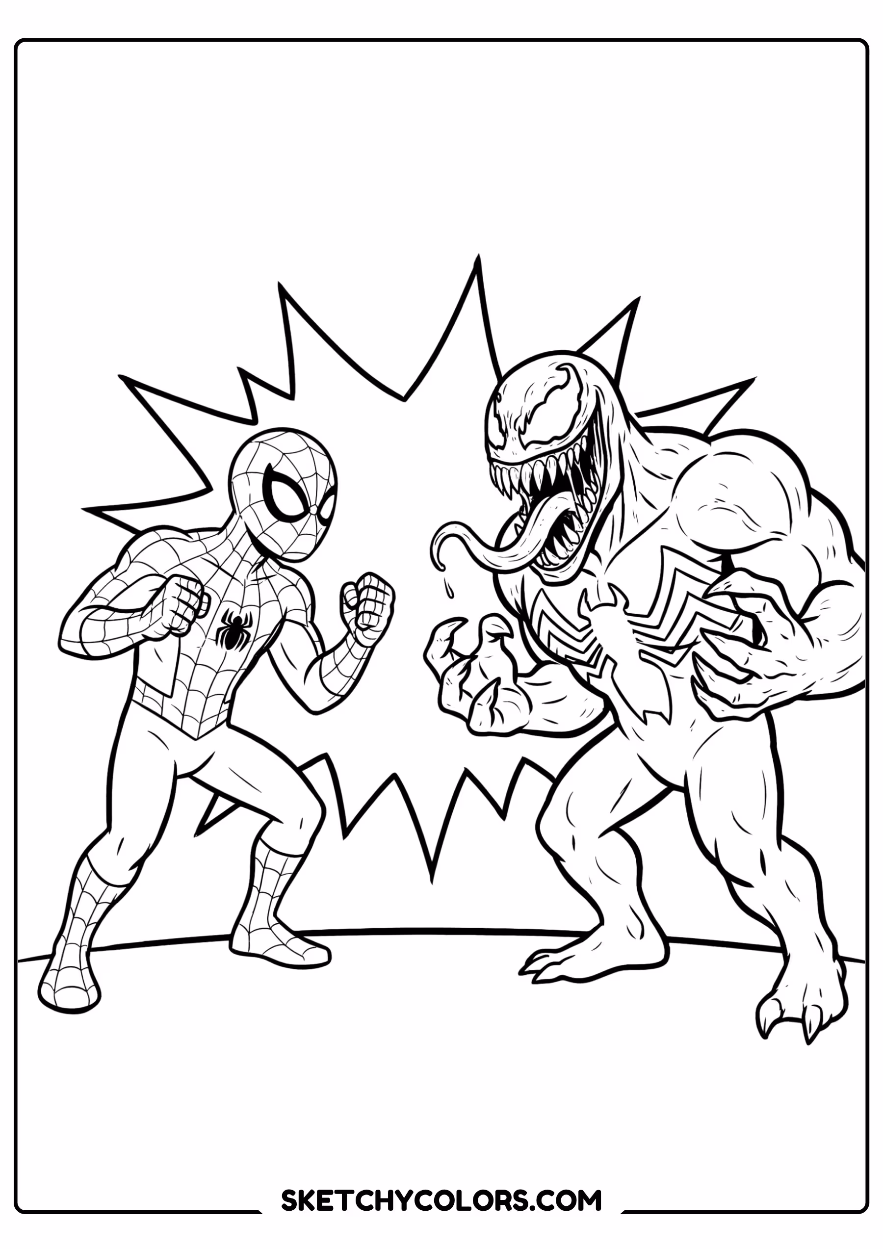 spiderman coloring pages - face off with venom free printable PDF for kids
