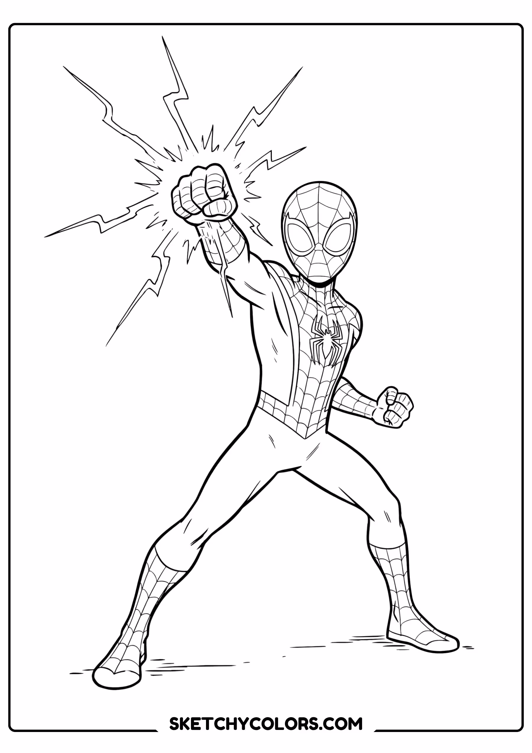 spiderman coloring pages - electric punch free printable PDF for kids
