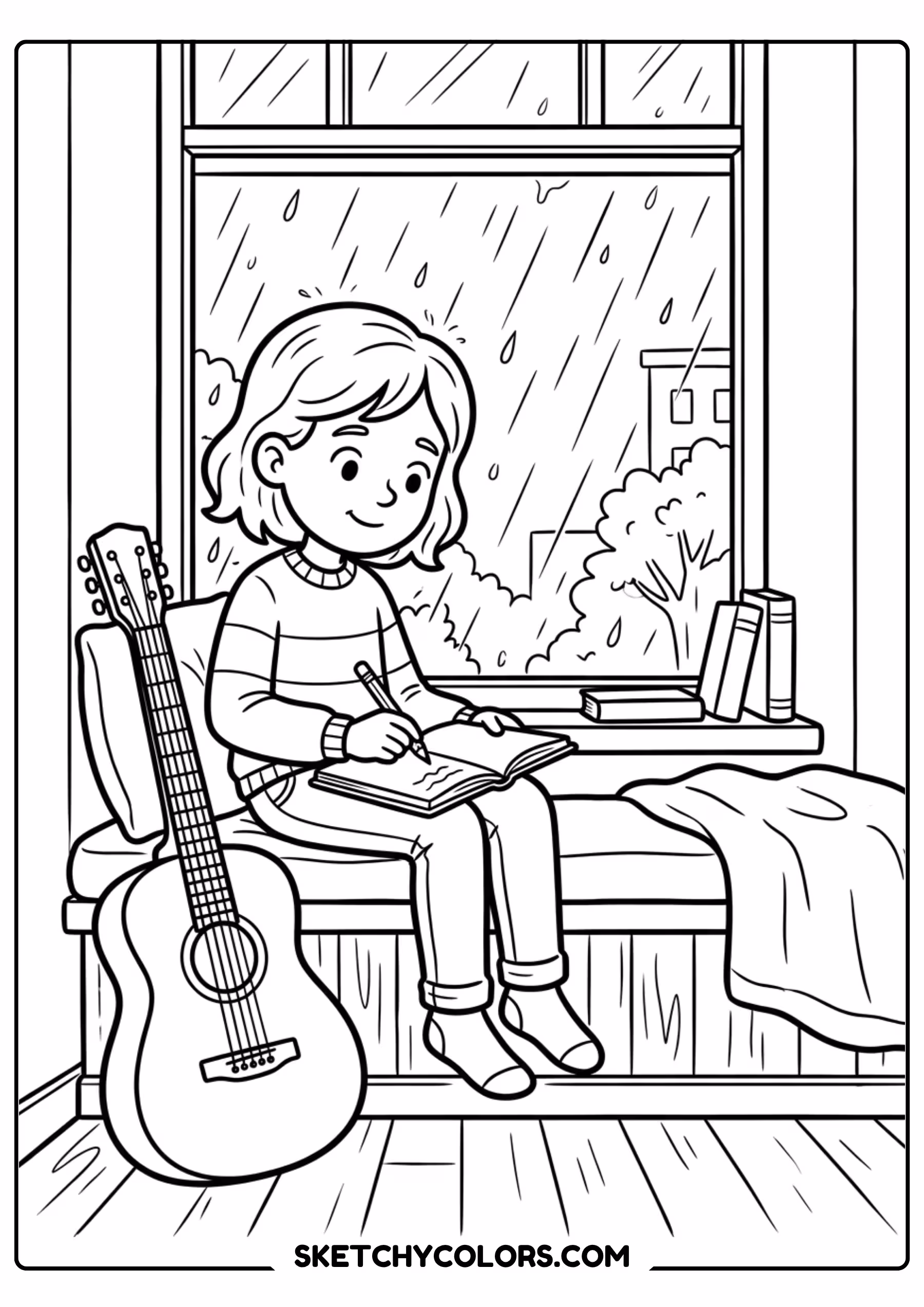 taylor swift coloring pages - journaling by the window free printable PDF for kids