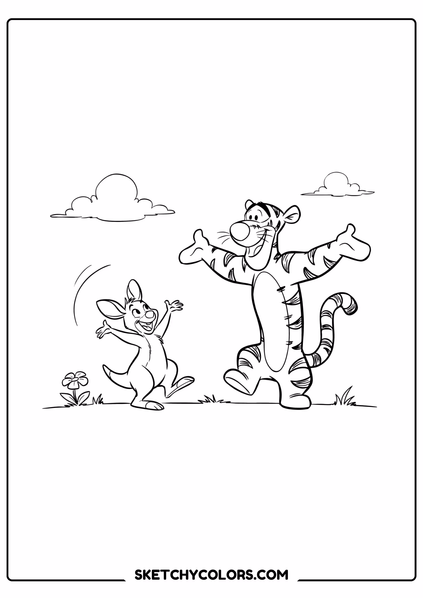 winnie the pooh coloring pages - bouncing lessons with roo free printable PDF for kids