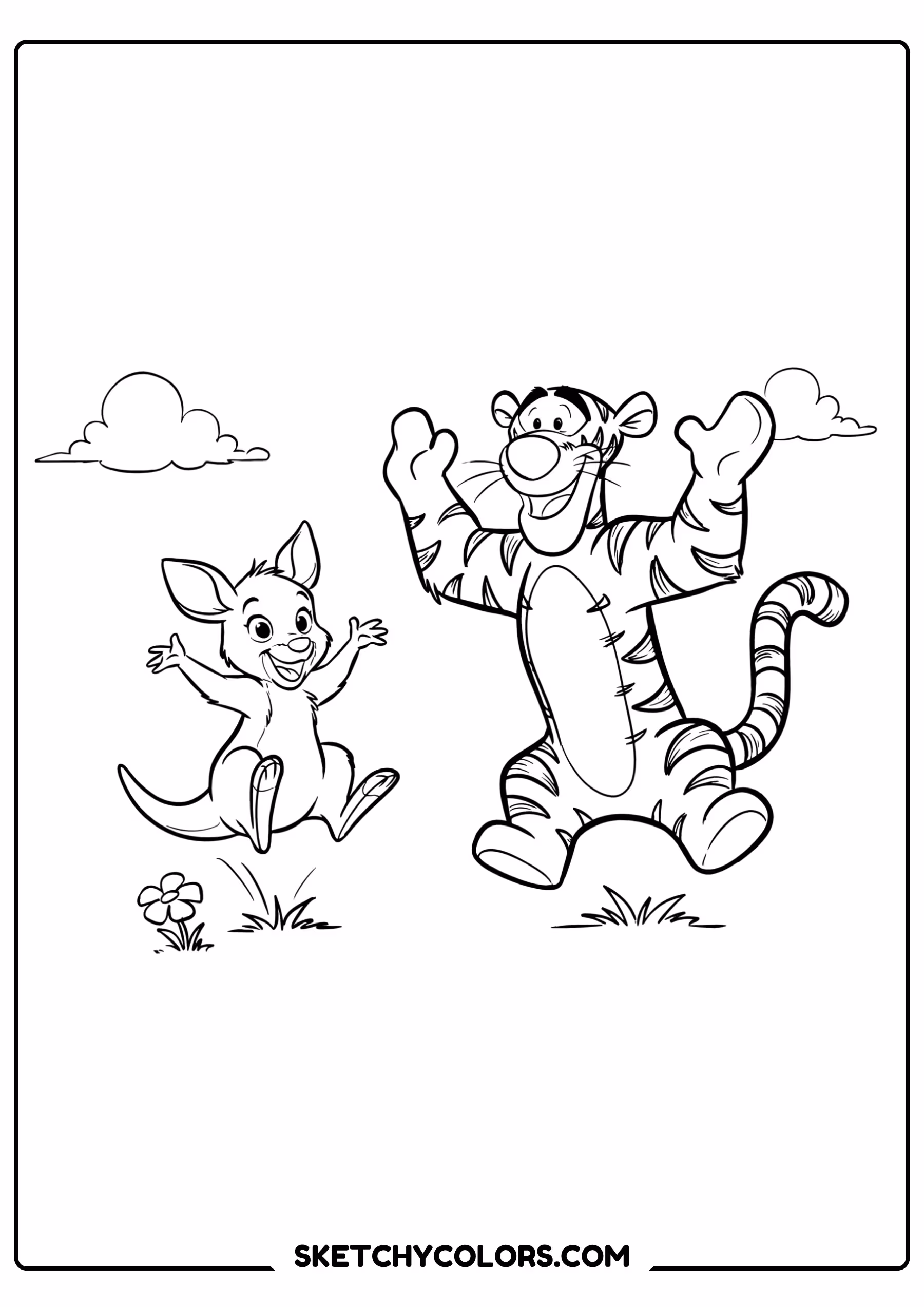 winnie the pooh coloring pages - bouncing with roo free printable PDF for kids