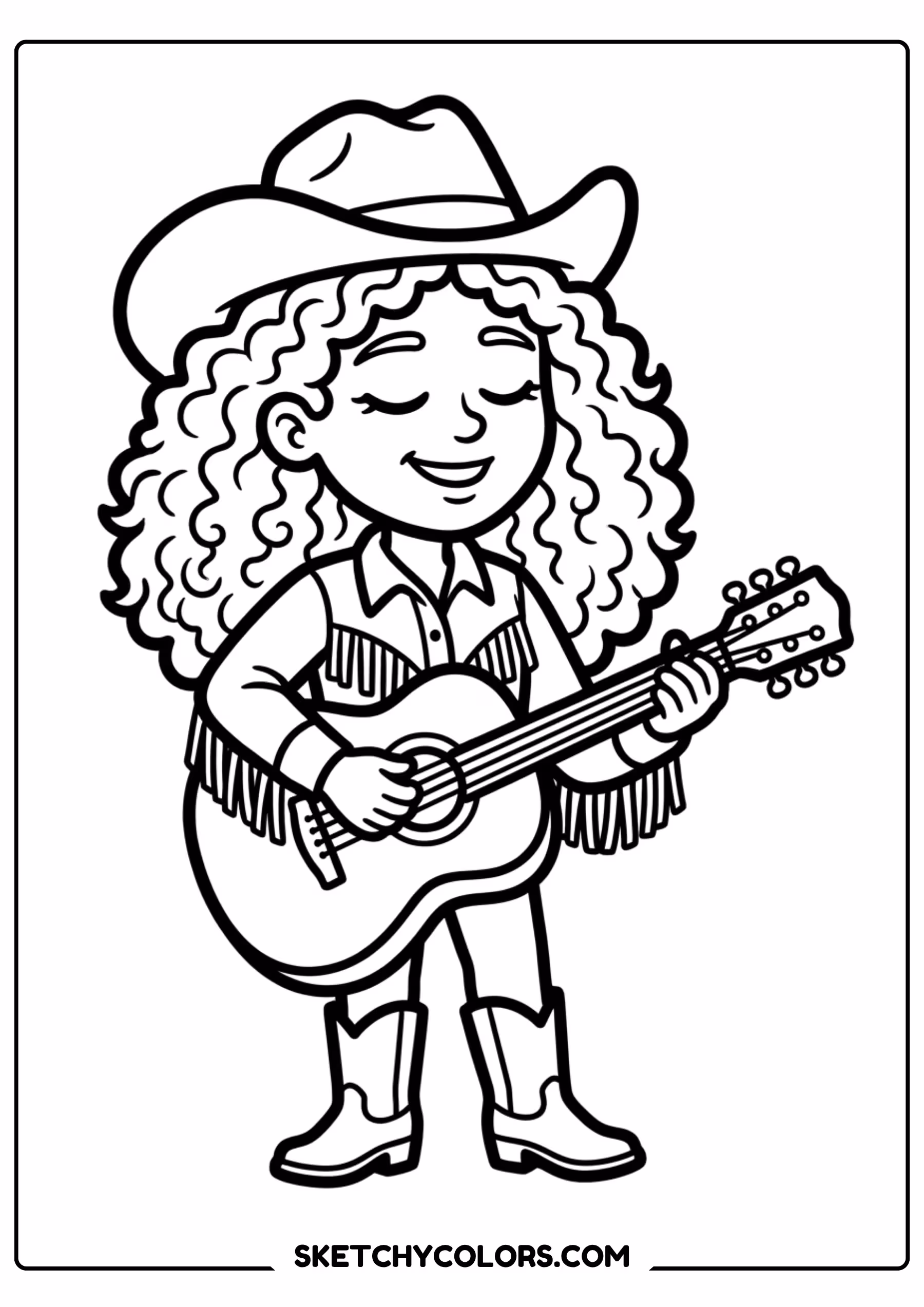 taylor swift coloring pages - cowgirl guitar song free printable PDF for kids