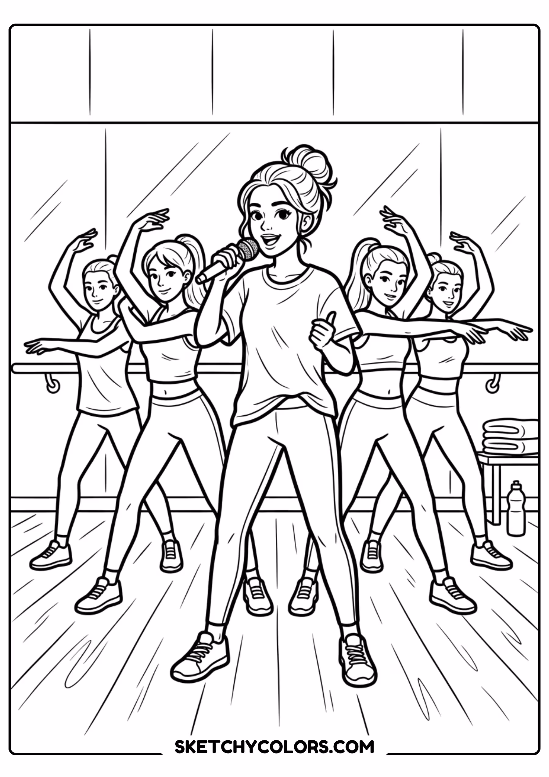 taylor swift coloring pages - dance rehearsal crew free printable PDF for kids