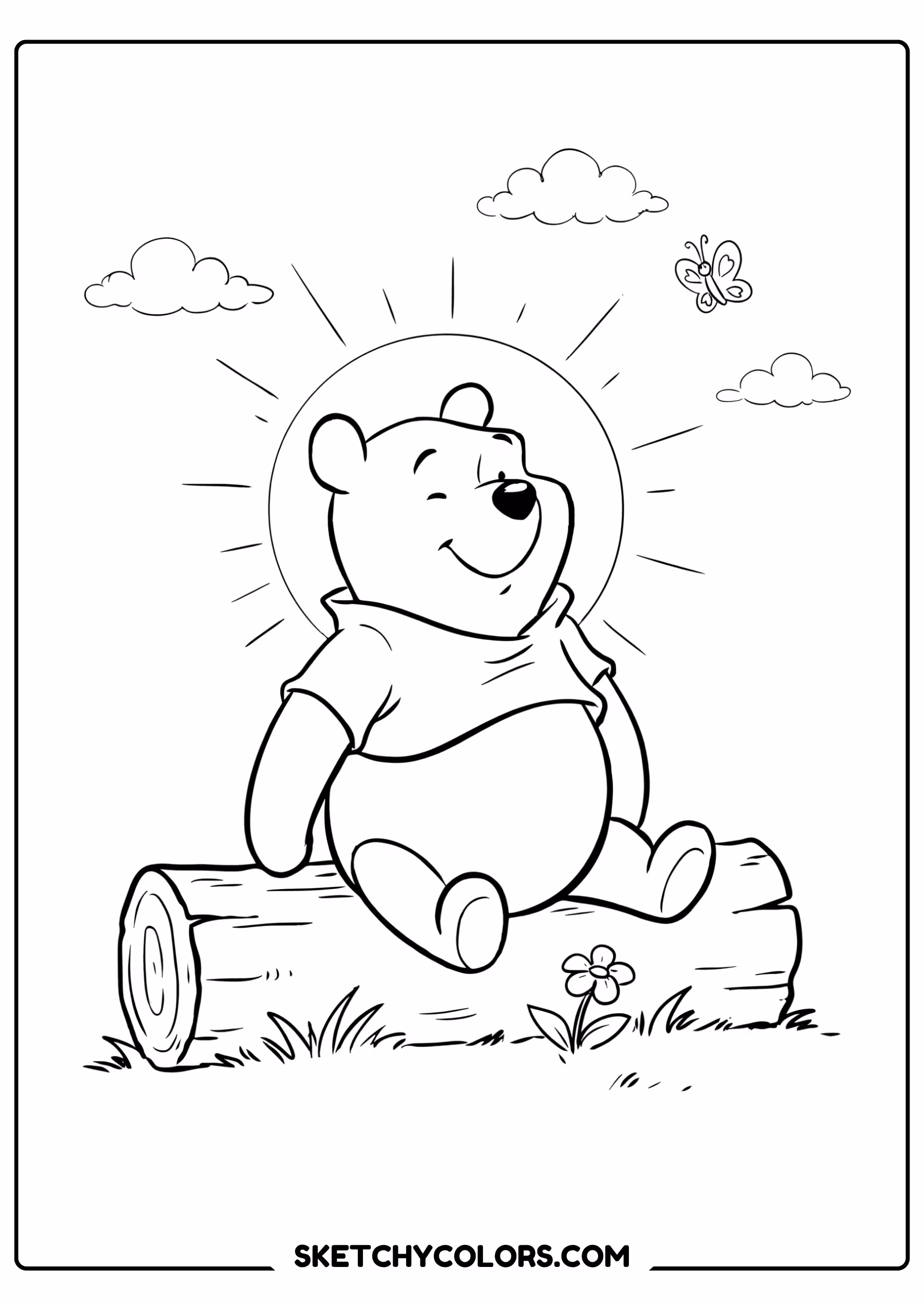 winnie the pooh coloring pages - sunshine morning pooh free printable PDF for kids