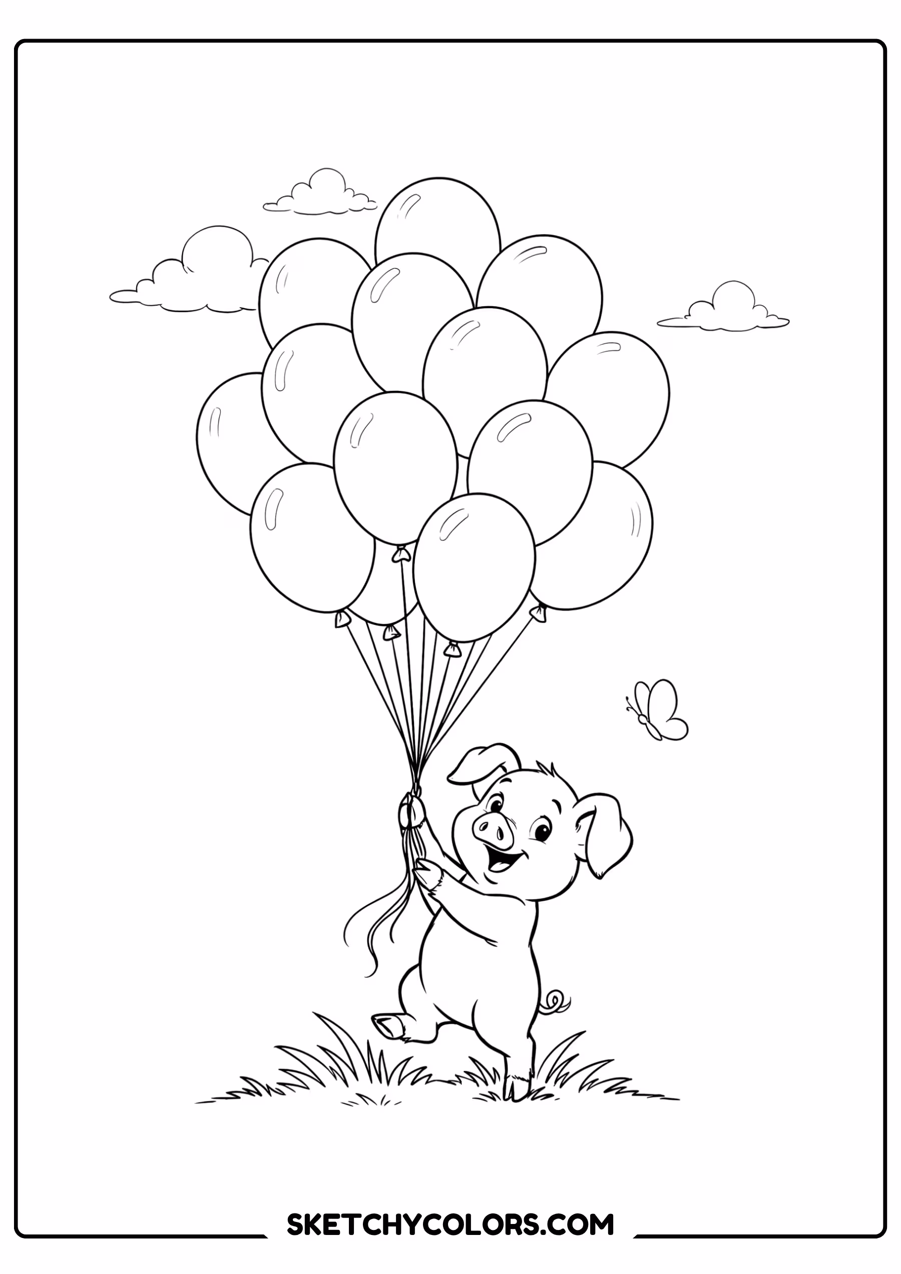 winnie the pooh coloring pages - balloon bunch float free printable PDF for kids