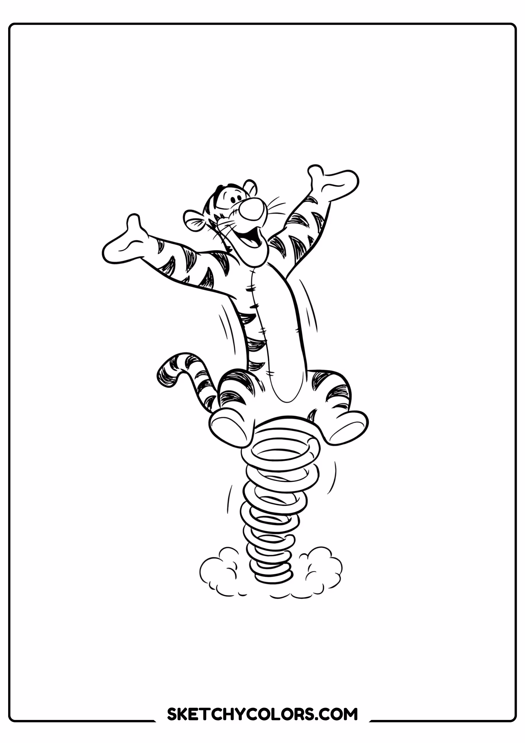 winnie the pooh coloring pages - tigger tail bounce free printable PDF for kids
