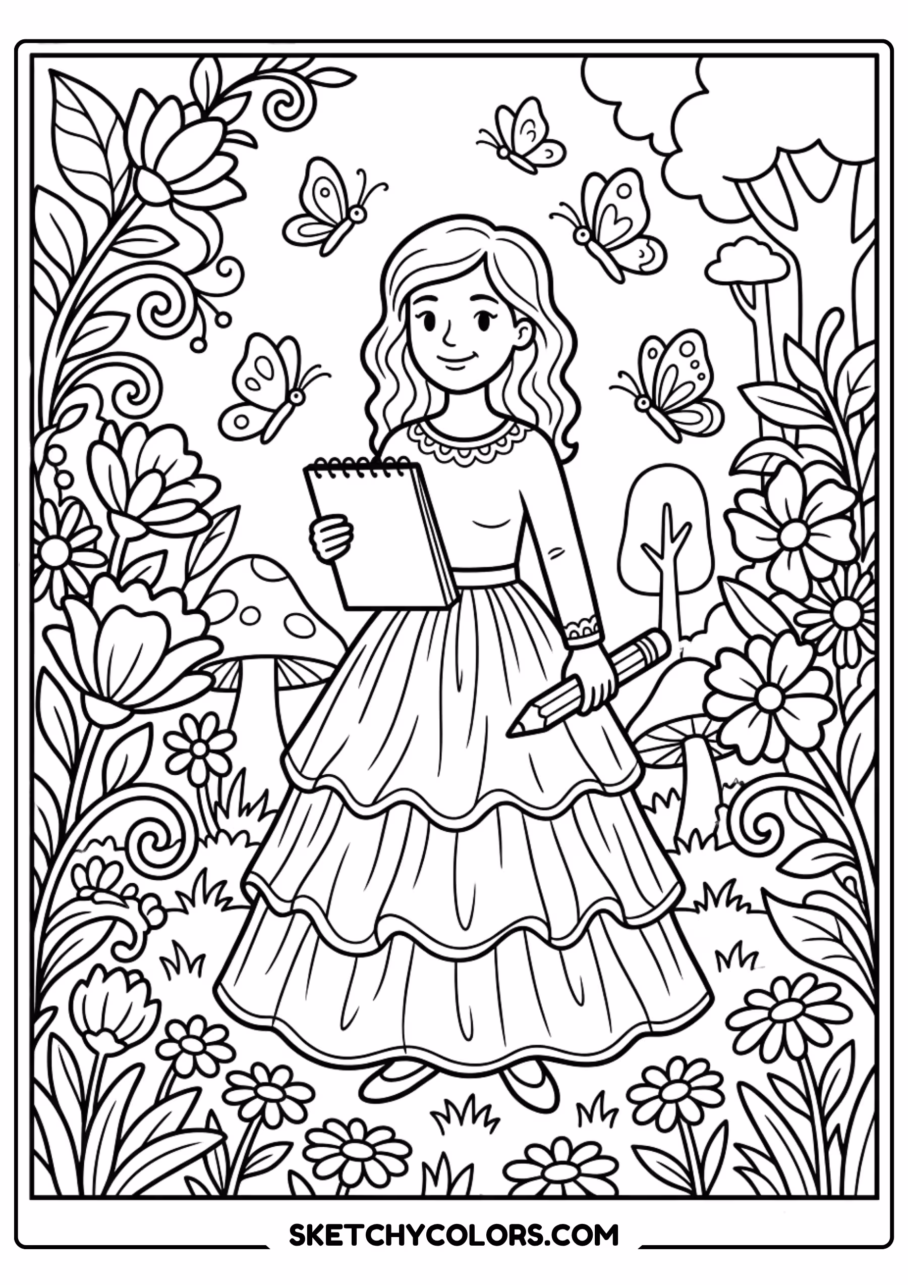 taylor swift coloring pages - garden poetry writing free printable PDF for kids