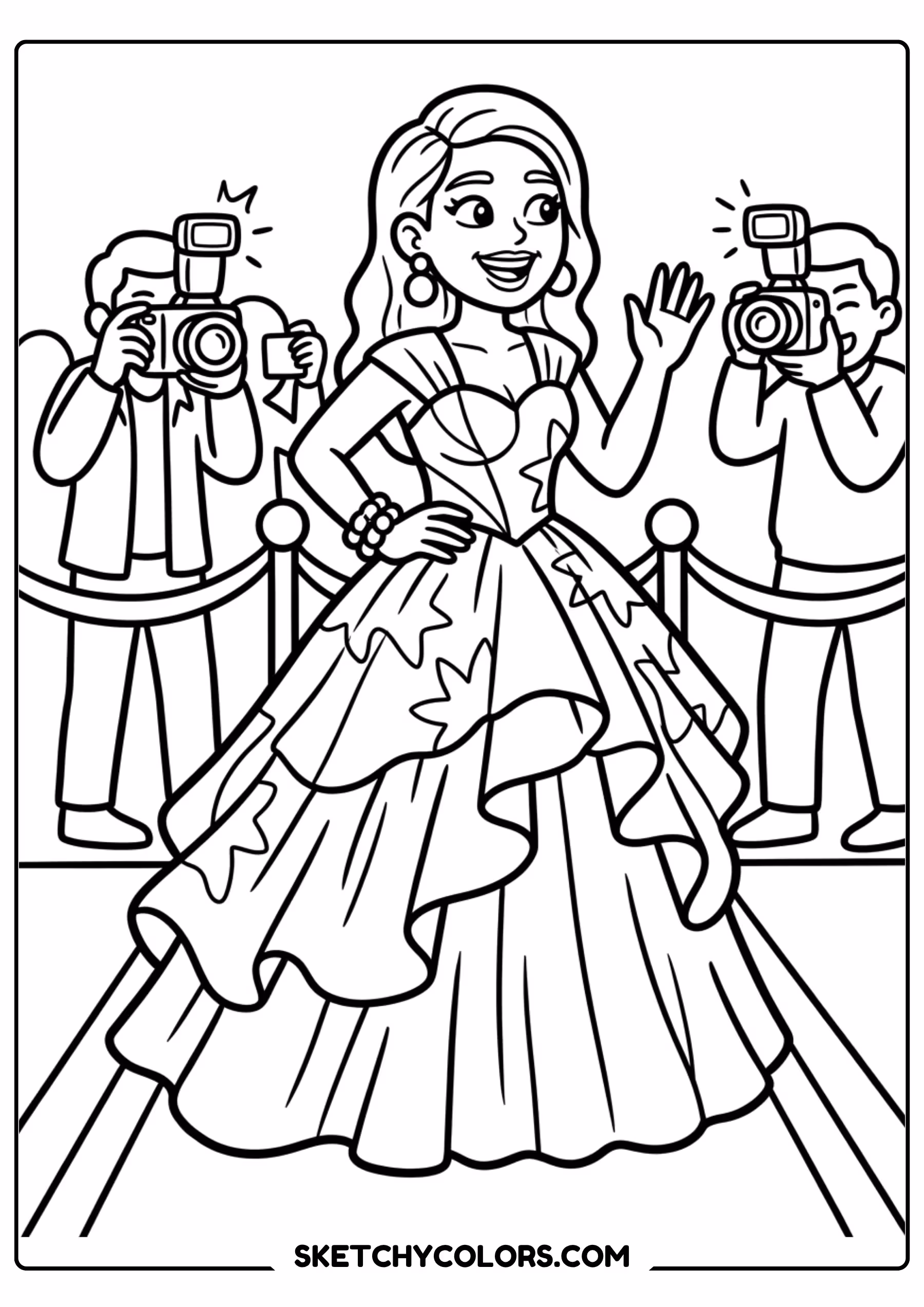 taylor swift coloring pages - red carpet cameras free printable PDF for kids