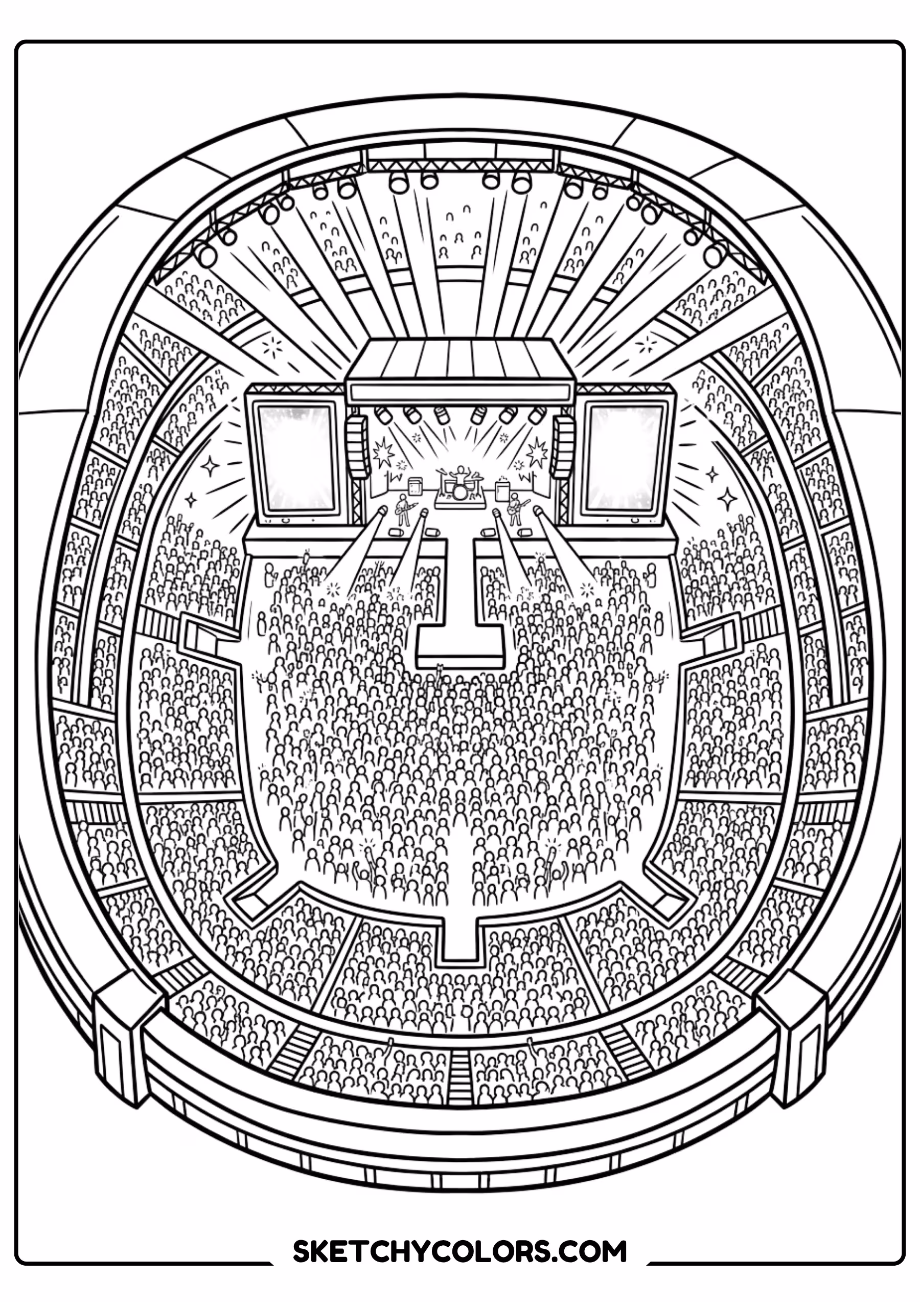 taylor swift coloring pages - stadium concert lights free printable PDF for kids