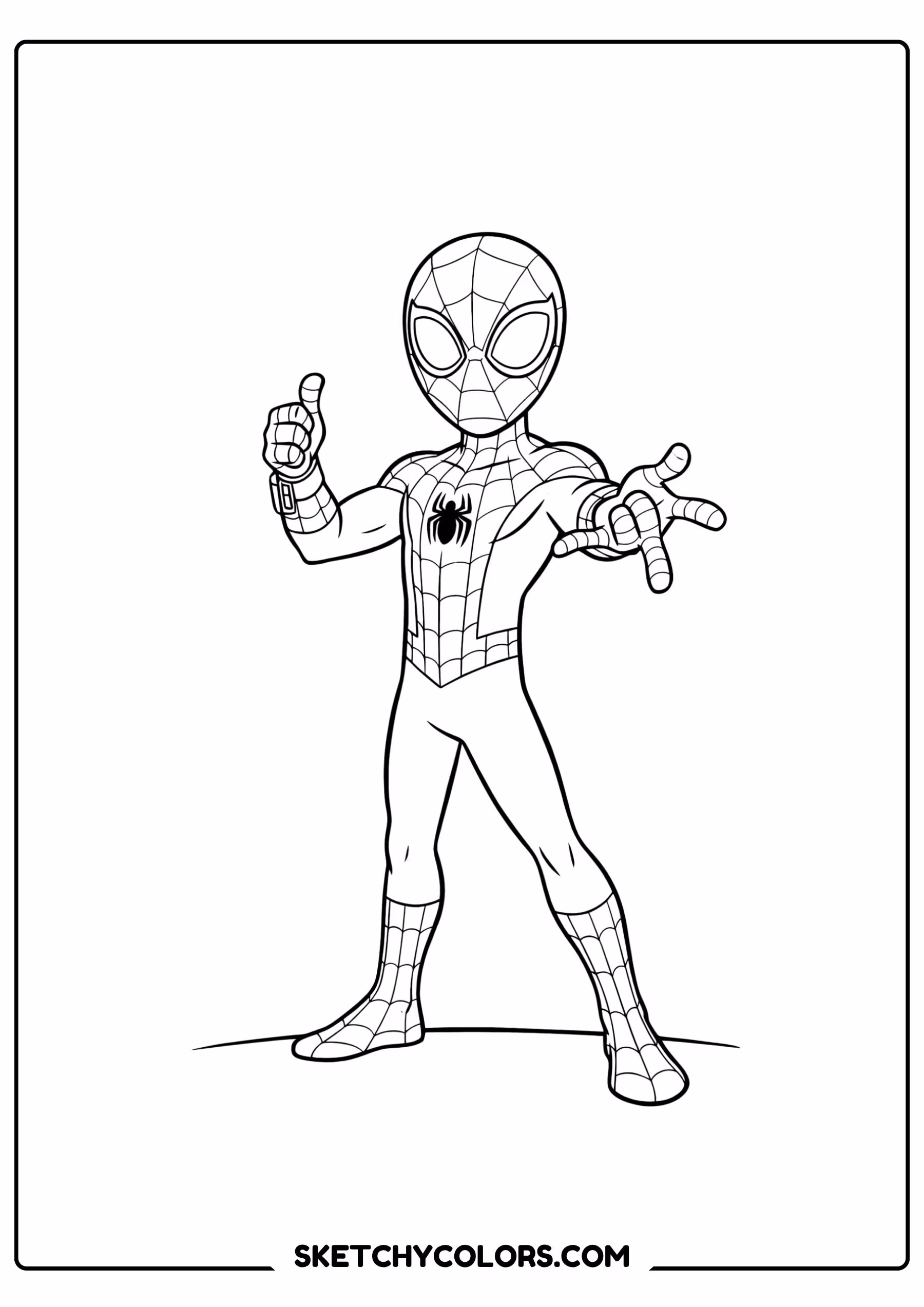 spiderman coloring pages - thumbs up web shot free printable PDF for kids