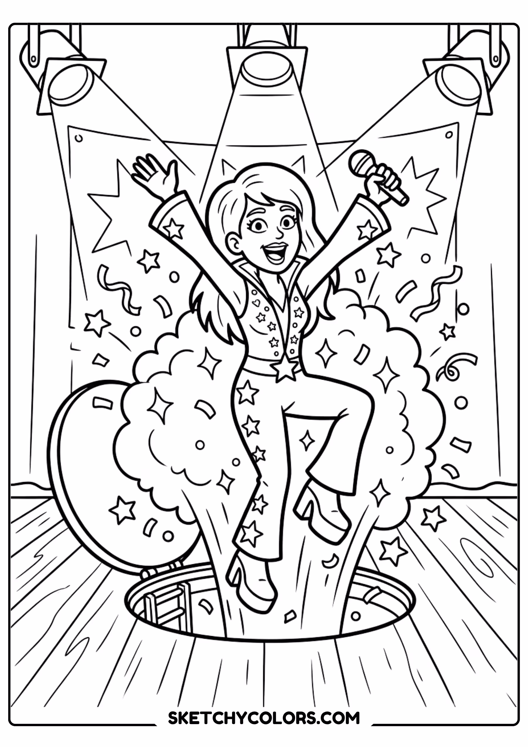 taylor swift coloring pages - confetti jump for joy free printable PDF for kids
