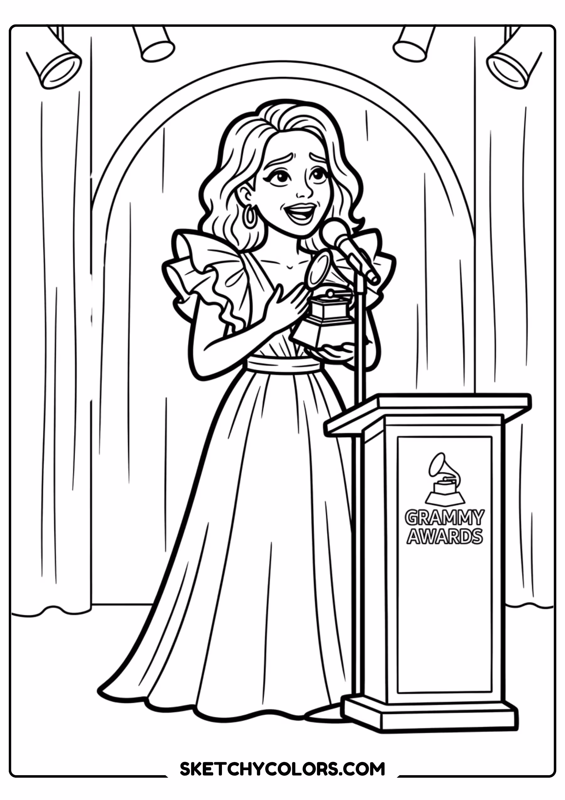 taylor swift coloring pages - award show speech free printable PDF for kids